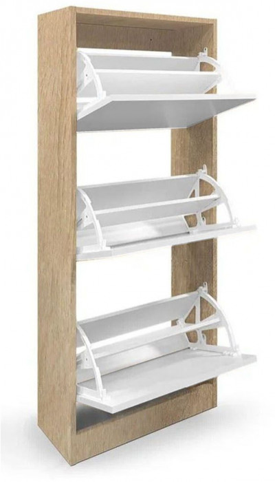 Обувница Лаком-3 Дуб Сонома / Белый