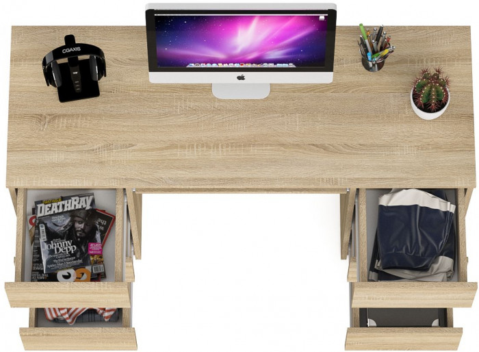 Мори Стол компьютерный МС-2, цвет дуб сонома, ШхГхВ 135,4х50х76,6 см.