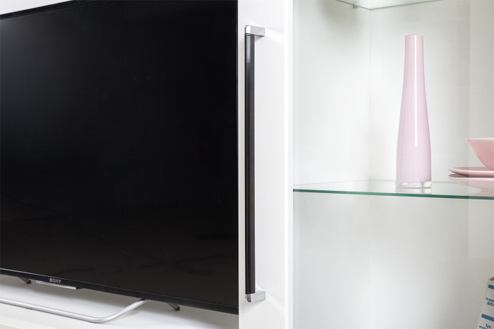 Валенсия Гостиная № 129, цвет ЛДСП белый шагрень/МДФ белый шагрень, ШхГхВ 110х38,1х225,2 см.