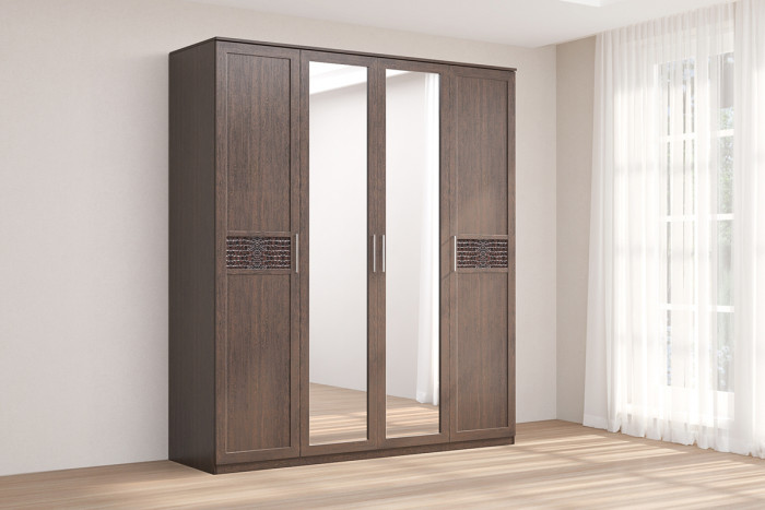 Кэт-4 Шкаф 4 створки/Зеркало, Венге