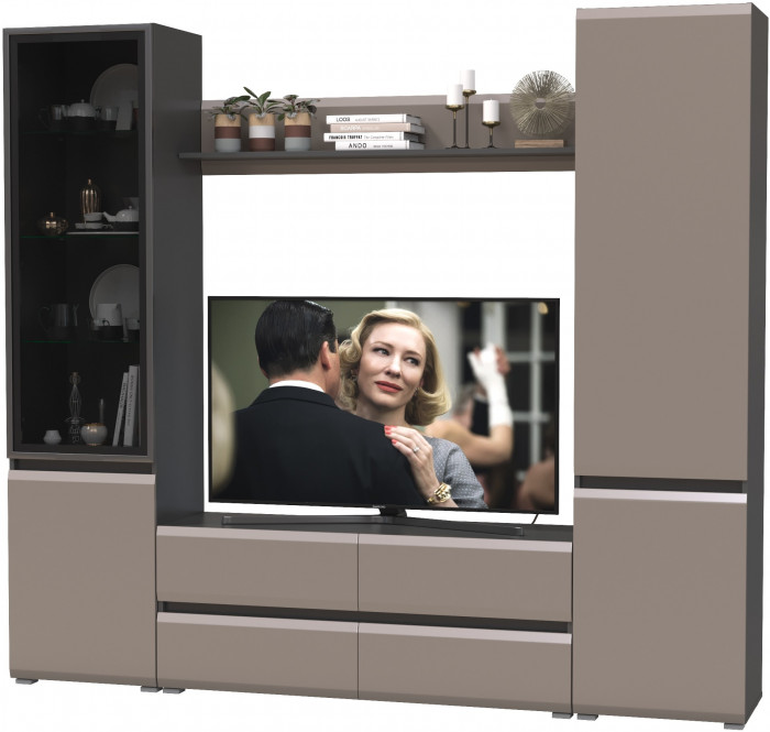 Сидней Комплектация № 050, корпус: антрацит/фасады: МДФ веллюто капучино