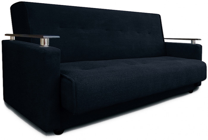 Раскладной диван-кровать, прямой, книжка, цвет черный, Милан Люкс 140