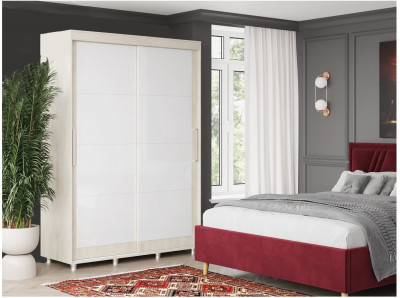 Шкаф-купе Комфорт 12 Прайм EDITION 1,5 м (Камень шёлковый / Белое стекло)