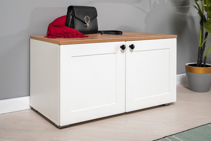 Остин 13.257 Тумба, цвет белый шагрень/дуб крафт золотой, ШхГхВ 80х41,9х43,7 см.