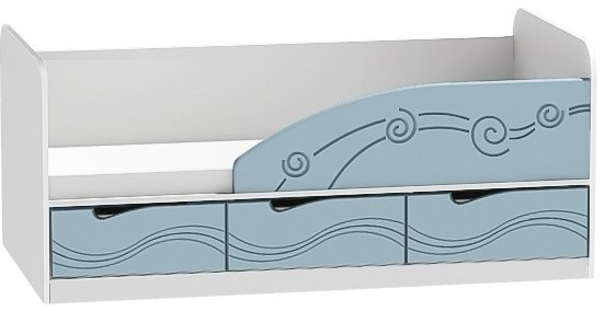 Кровать Бриз-4 80х160 Волна (Ирис/Белый/Правый)