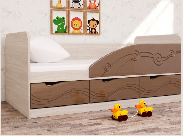 Кровать Бриз-4 80х160 Волна (Ирис/Белый/Правый)