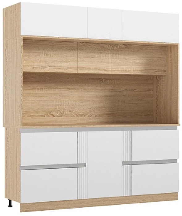 Кухня МДФ Карина Центральная секция 2050 (с местом под посудомойку) Пластер Бьянко/Сонома