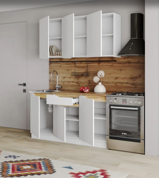 кухня Мирра 1,5 NEW белый/белый