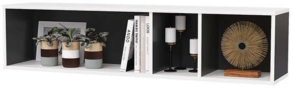 Сидней 15.57 Полка, цвет белый/чёрный, ШхГхВ 130х27,2х30,5 см., универсальная сборка