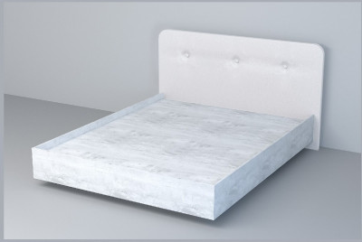 Кровать 1,6 арт.031 (Пуговицы) ЛН. (Бетон Светлый/К/з Белый Глянец)