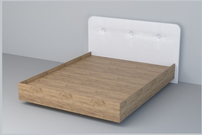 Кровать 1,6 арт.031 (Пуговицы) ЛН. (Бетон Светлый/К/з Белый Глянец)