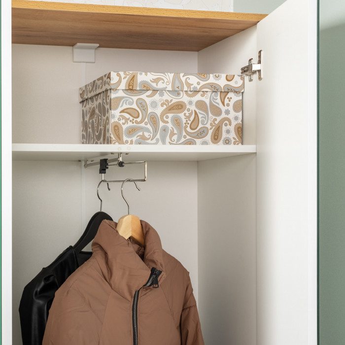 Октава Прихожая 23, белый шагрень/дуб крафт золотой/фасады МДФ белый шагрень