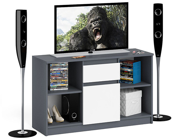 Мори Тумба ТВ МТВ1204.1, цвет графит/белый, ШхГхВ 120,4х41х73 см.