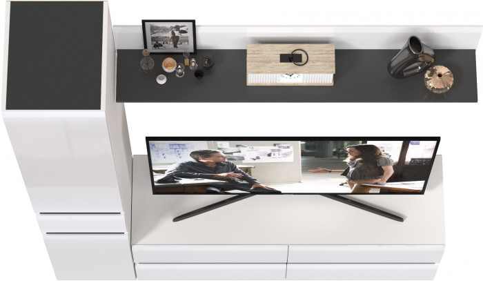 Сидней Комплектация № 051, корпус: белый/чёрный/фасады: МДФ белый глянец