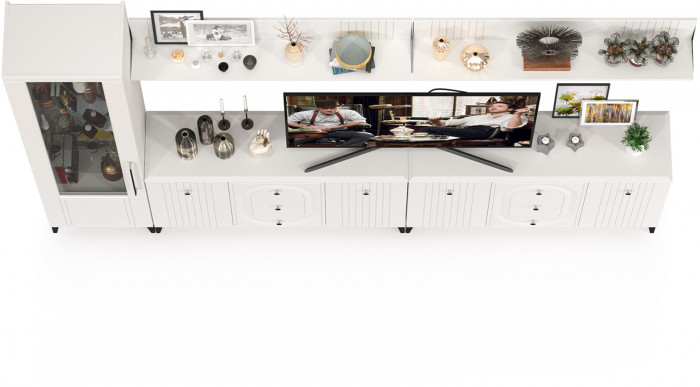 Валенсия Гостиная № 118, ЛДСП белый шагрень/МДФ белый шагрень