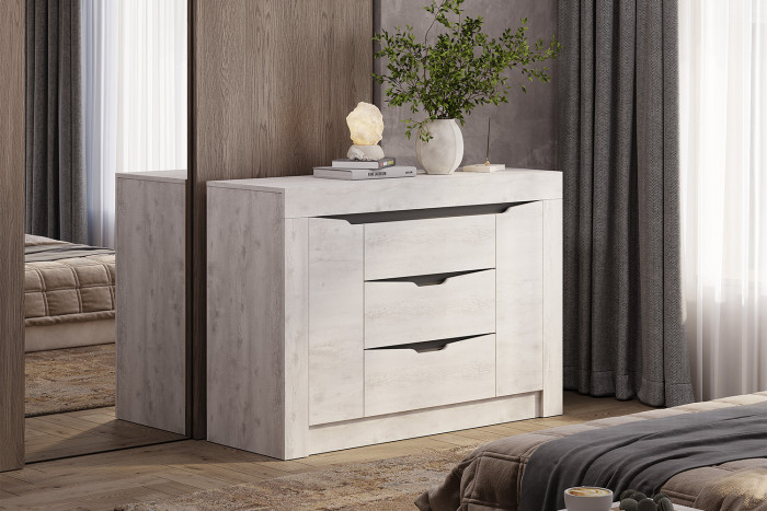 Комод Леонардо КМ-12, Бетон пайн светлый, Графит