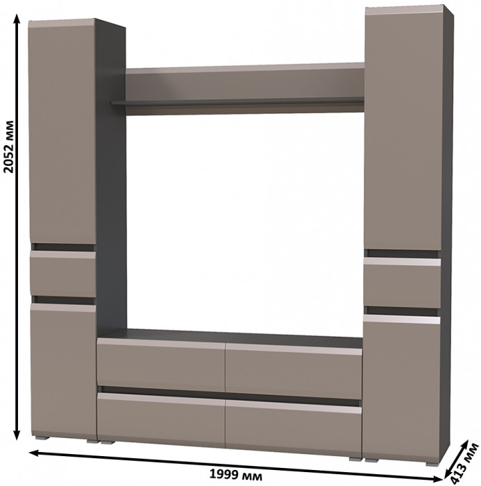 Сидней Комплектация № 052, корпус: антрацит/фасады: МДФ веллюто капучино