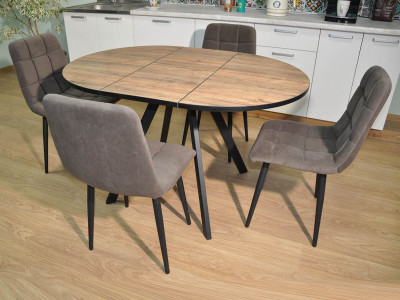 Обеденная группа Нарди / Стул Х 4 шт. / Дуб Веллингтон/черный / бид 08