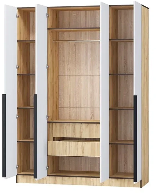 Шкаф Авангард 1600, Белый древесный/Дуб крафт золотой