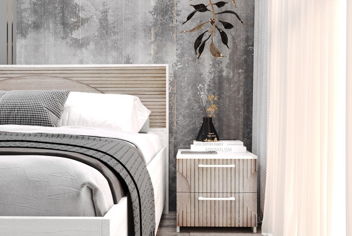 Тумба прикроватная "Монтале" - Бетон пайн светлый/Астана роузвуд