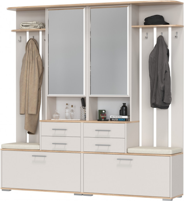 Два шкафа с вешалкой Домино 2-3431дкз/к.с, дуб крафт золотой/кашемир серый