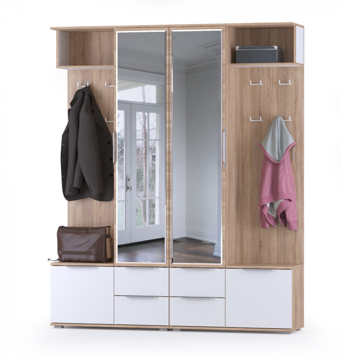 Куба Прихожая 17, цвет дуб сонома/белый премиум, ШхГхВ 172,8х38,3х210,6 см., универсальная сборка