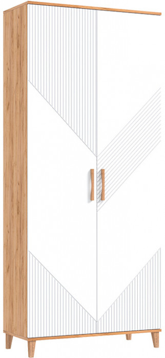 Шкаф 2-х дверный Ирис, Крафт золотой/Браш вайт