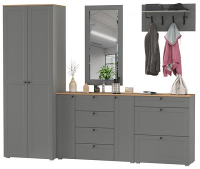 Остин Прихожая 59, серый графит/дуб крафт золотой