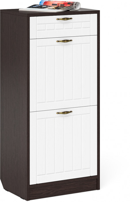 Прихожая П-6 Компоновка № 16, цвет венге/фасады МДФ белое дерево фрезеровка прованс, ШхГхВ 110х50х210 см., универсальная сборка