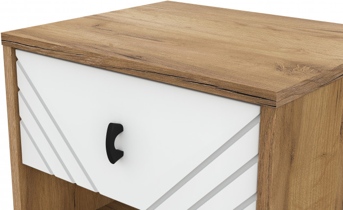 Тумба прикроватная Байкал, Дуб золотой, Белый матовый