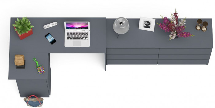 Мори компьютерный стол МС-16 левый + Комод МК1380.6, графит