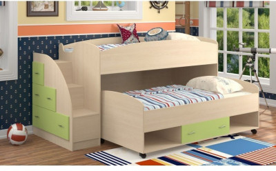 Двухъярусная кровать Дюймовочка-4.3, салатовая