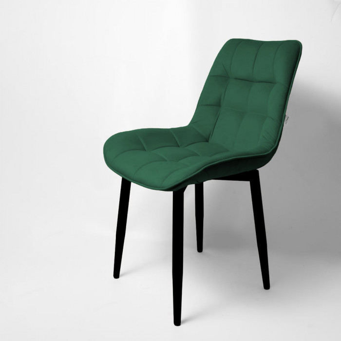 Стул "Бостон" черный матовый Томми 25 темно-зеленый
