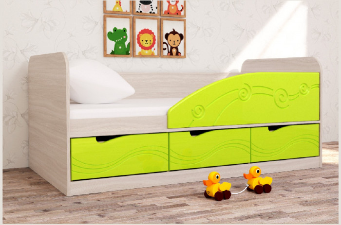 Кровать Бриз-4 80х160 Волна (Антарктида/Белый/Правый)