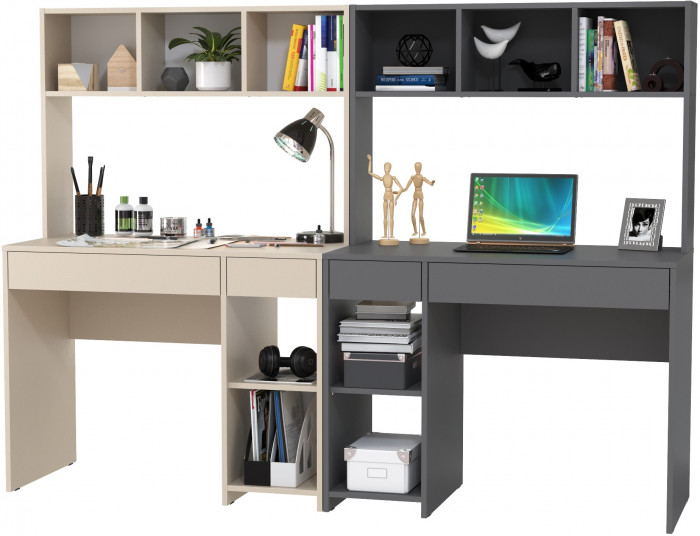 компьютерный стол Комфорт 12.77F +компьютерный стол Комфорт 12.77F, сатин/тёмно-серый