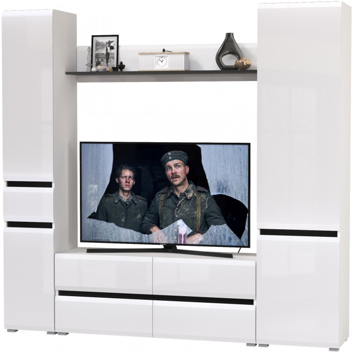 Сидней Комплектация № 053, корпус: белый/чёрный/фасады: МДФ белый глянец