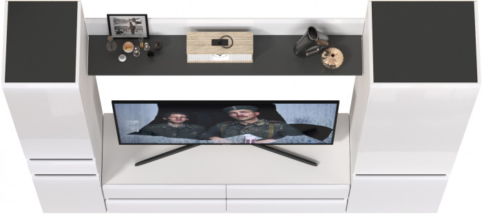 Сидней Комплектация № 053, корпус: белый/чёрный/фасады: МДФ белый глянец