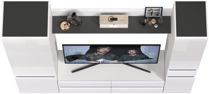 Сидней Комплектация № 053, корпус: белый/чёрный/фасады: МДФ белый глянец