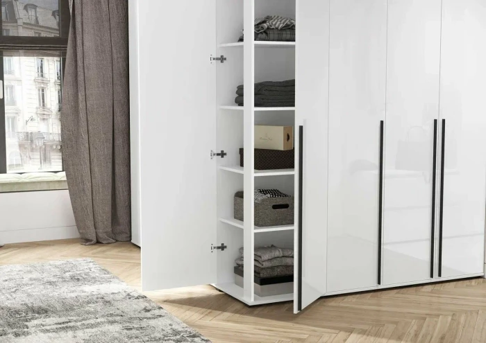 Норд Композиция Шкафов (прямые + угловые), Белый глянец/белый