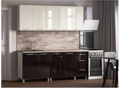 Кухонный гарнитур Танго 2,0м Ваниль/Горький шоколад