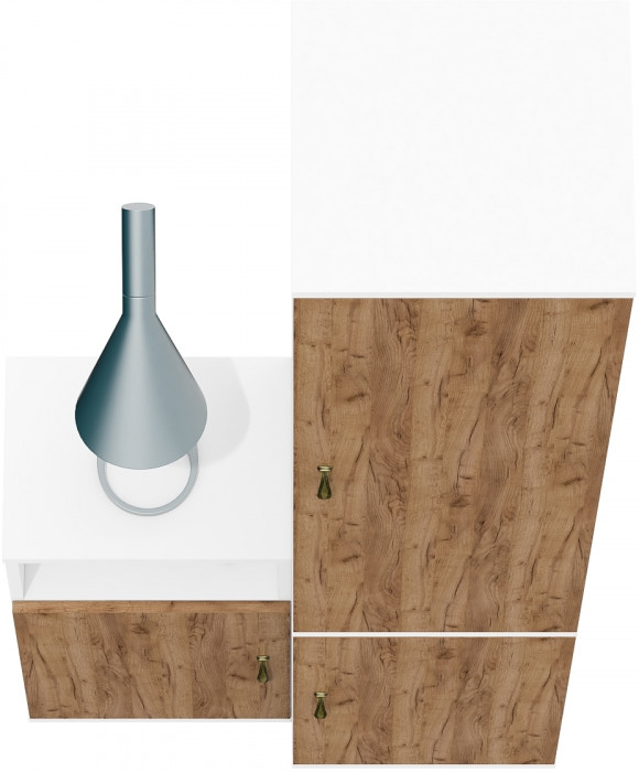 Лидер-8 Пенал МД 22Б + Тумба МД 3.19, цвет белый шагрень/крафт золото, ШхГхВ 80х37,5х190 см., универсальная сборка