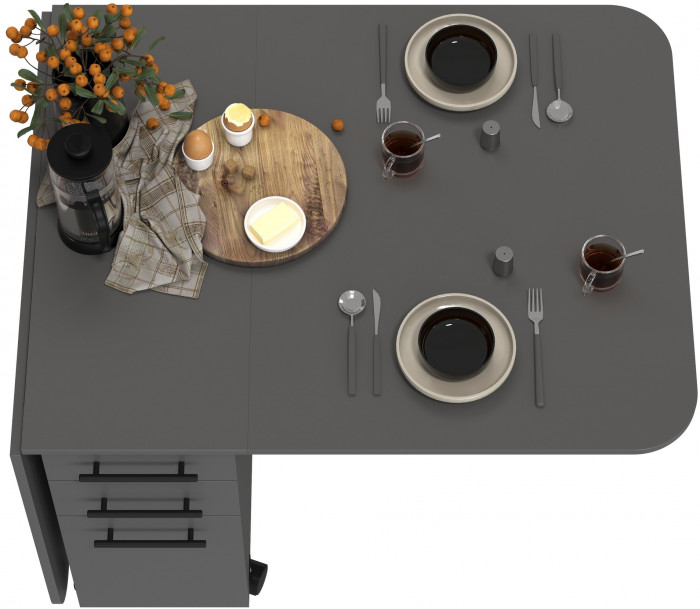 Стол-книжка с ящиками 1-6702граф, цвет графит, ШхГхВ 38х80х74 см. сложенный, разложенный два размера: 103/167х80х74 см.