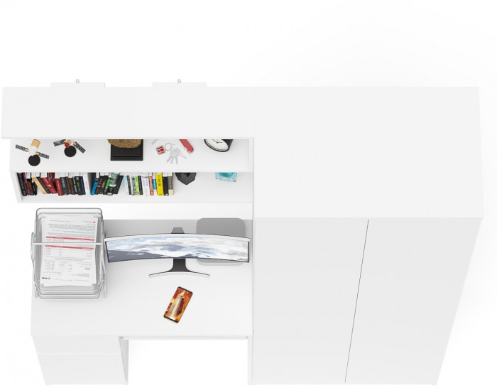 Мори компьютерный стол МС-1 левый + Шкаф МШ800.1 + Полка 900, белый