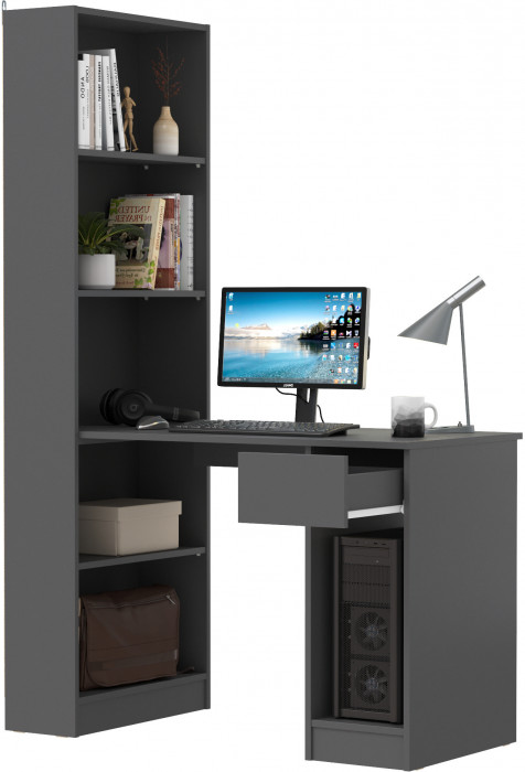 Лайт Шкаф комбинированный 10.01 (Стол письменный), цвет тёмно-серый, ШхГхВ 115,3х58,2х179 см., универсальная сборка(обязательно крепление к стене)