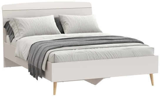 Афина Спальня 4-22911к.с. Кровать 1400, цвет кашемир серый, ШхГхВ 144,6х210,2х95,7 см., сп.м. 1400х2000 мм., б/м, основание есть - фанера, ножки: тик