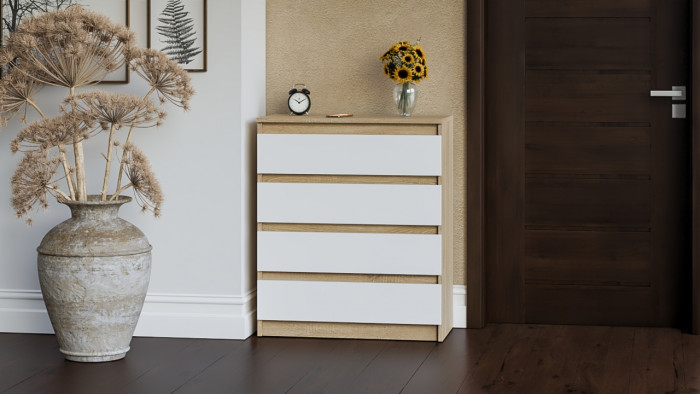 Мори Комод МК700.5, цвет дуб сонома/белый, ШхГхВ 70,4х41х114 см.