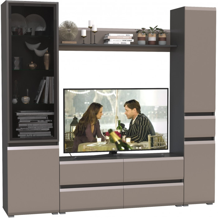 Сидней Комплектация № 054, корпус: антрацит/фасады: МДФ веллюто капучино