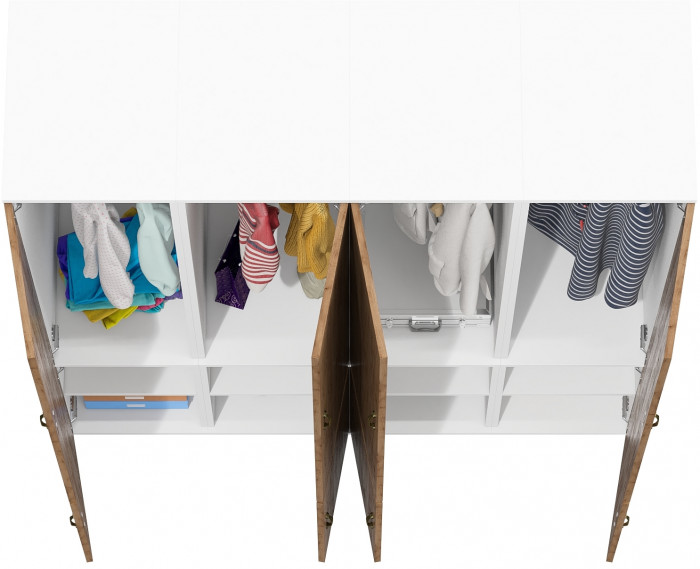 Лидер-8 Пенал МД 23Б 4 шт., белый шагрень/крафт золото