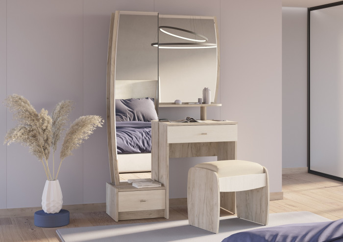 Банкетка 6-5140дкс/скан.д.б. Сицилия, цвет дуб крафт серый/скандинавское дерево белое, ШхГхВ 48х38х47,6 см.