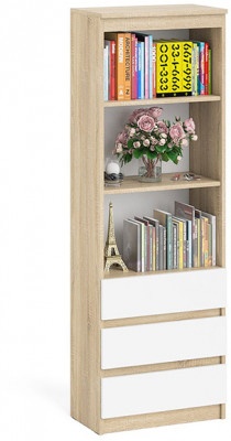 Мори Стеллаж МСТ600.3, цвет дуб сонома/белый, ШхГхВ 60,4х35,4х179,6 см.